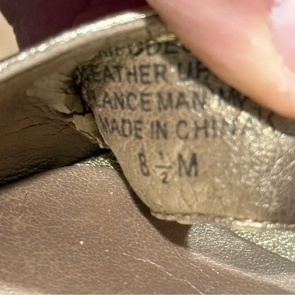 Marc Fisher Espadrille Wedge Platform Sandals‎ Gold Metallic Size 8.5 A21